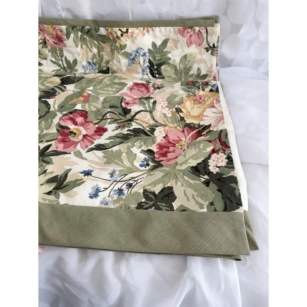 VTG Chintz Floral Valance Cottagecore Pink Green HUGE FLOWERS Country 104 X 23”